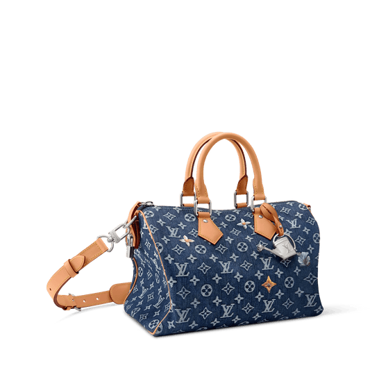 Speedy 30 Bandoulière Bag Monogram Flowers Denim Shoes