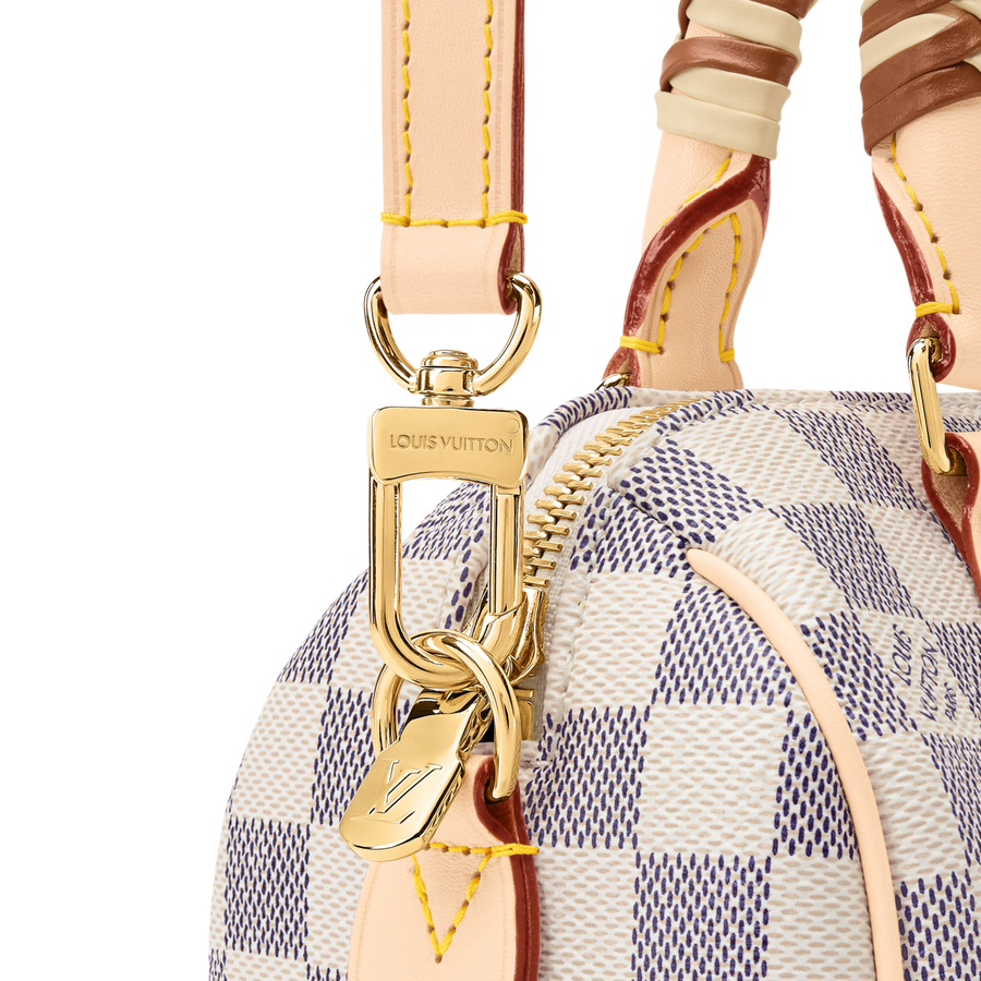 Speedy Bandoulière 20 Damier Azur Coated Canvas Banana Yellow Gold-Toned Hardware