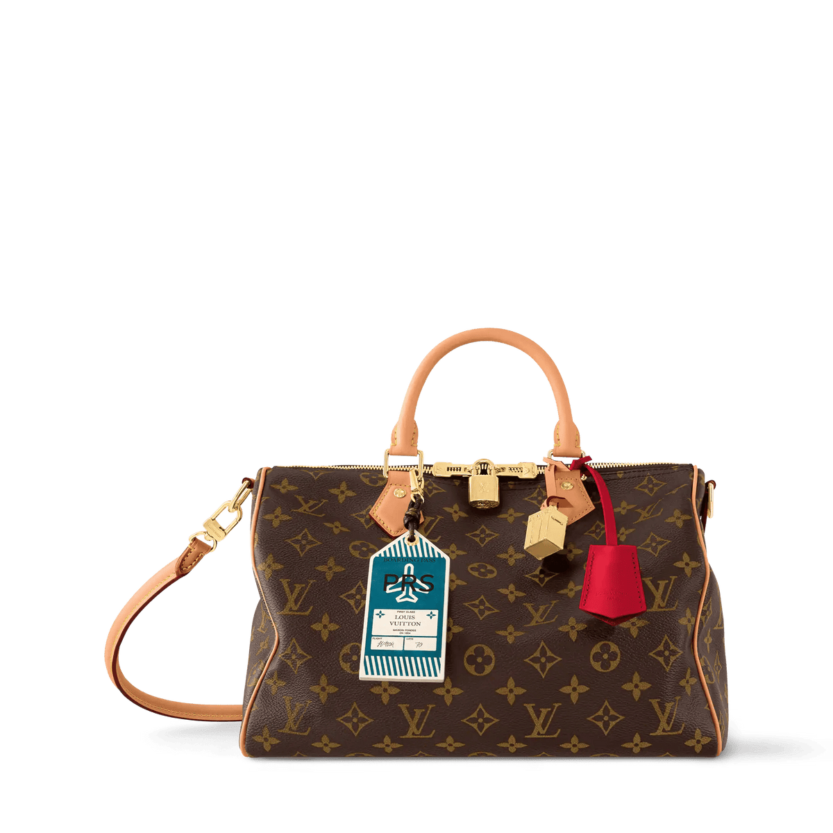 Speedy Soft 30 Crafty Monogram Red Tote Bag
