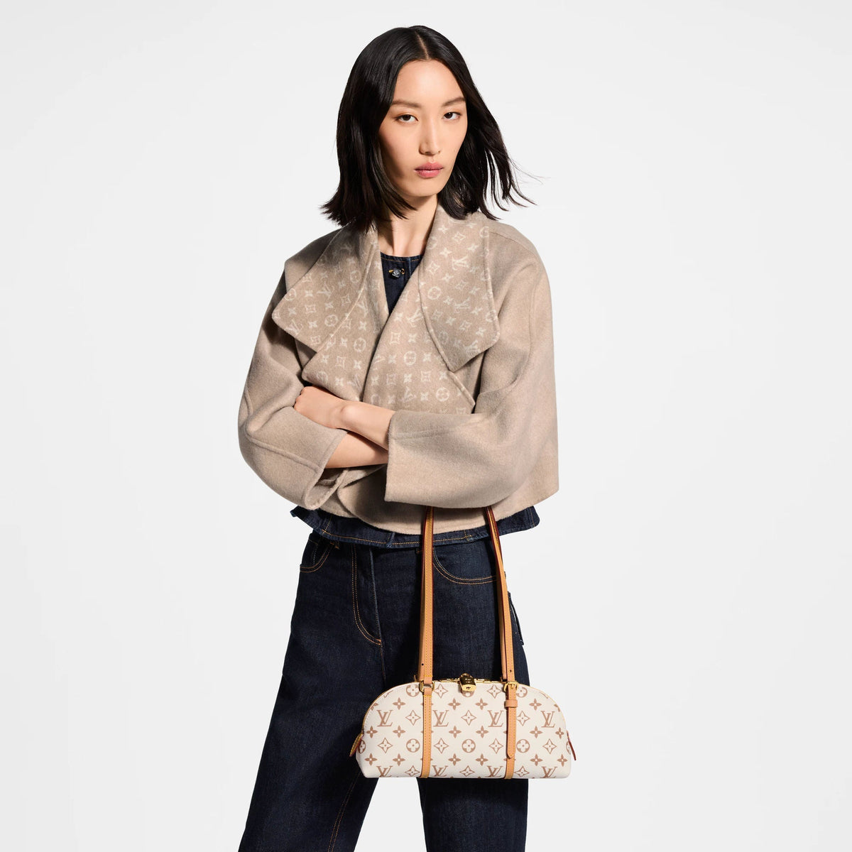 Squire East-West Monogram Dune Canvas Shoulder Bag