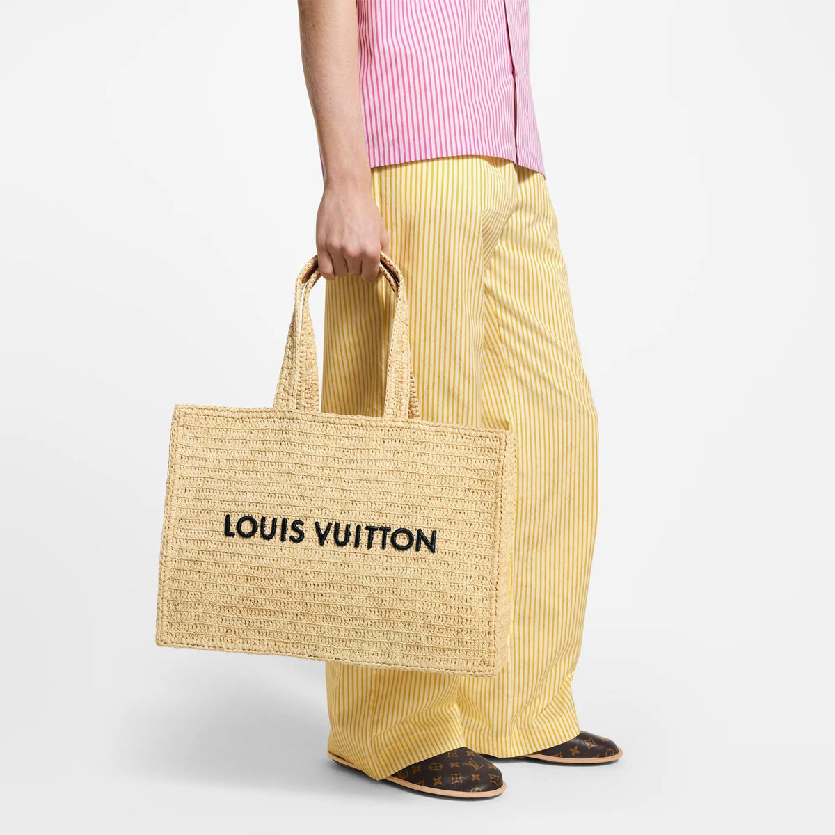 Summer Shopper Tote MM Raffia Natural Beige Collection