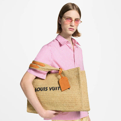 Summer Shopper Tote MM Raffia Natural Beige Collection
