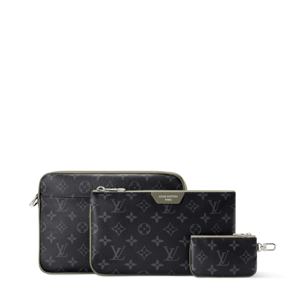 Trio Messenger Bag Monogram Eclipse Canvas Khaki Shoes