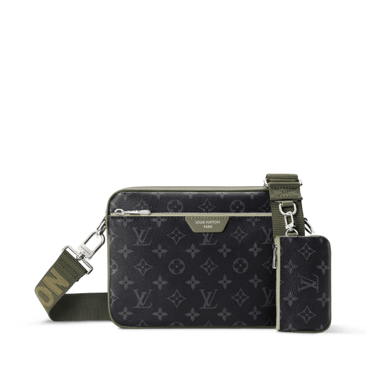 Trio Messenger Bag Monogram Eclipse Canvas Khaki Shoes