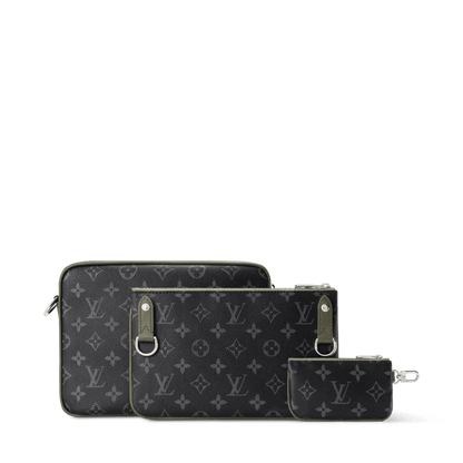 Trio Messenger Bag Monogram Eclipse Canvas Khaki Shoes