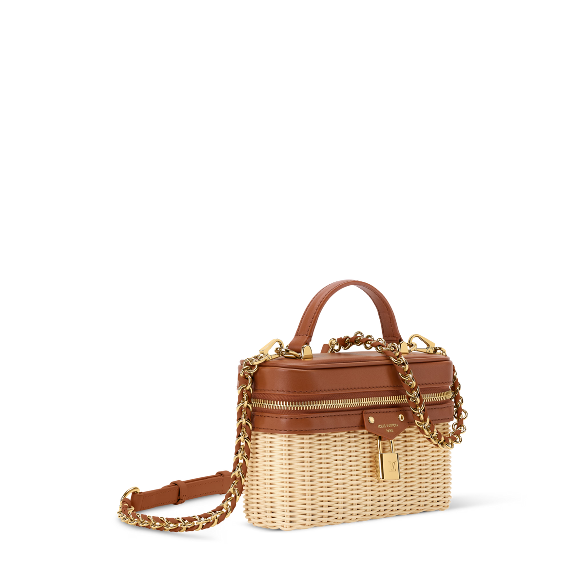 Vanity Chain Crossbody Pouch Rattan Brown Gold-Toned Hardware