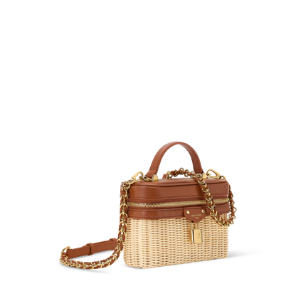 Vanity Chain Crossbody Pouch Rattan Brown Gold-Toned Hardware