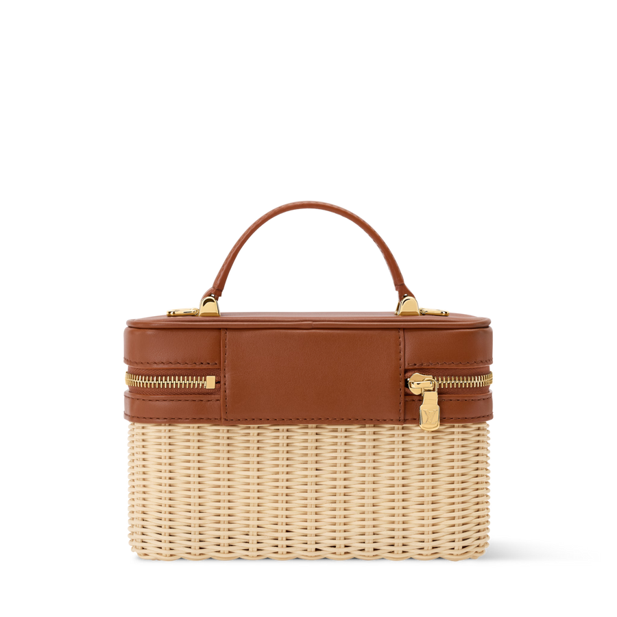 Vanity Chain Crossbody Pouch Rattan Brown Gold-Toned Hardware