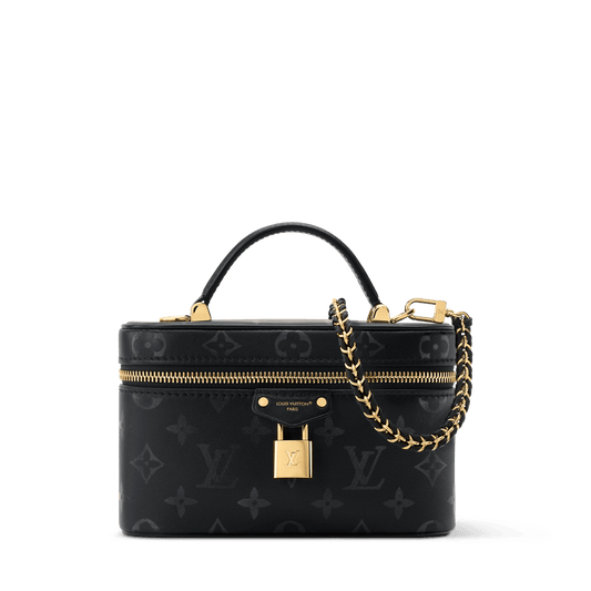 Vanity Chain Monogram Ink Calfskin Pouch