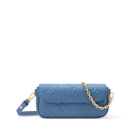 Wallet On Chain Ivy Blue Jean Monogram Empreinte Leather Gold-Toned Hardware