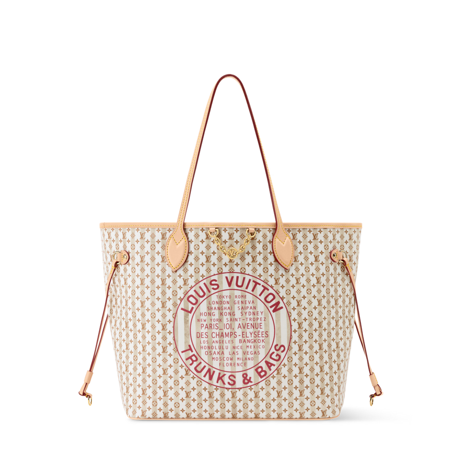 Neverfull MM LV Stamp Nude Rose Monogram Canvas Tote Bag