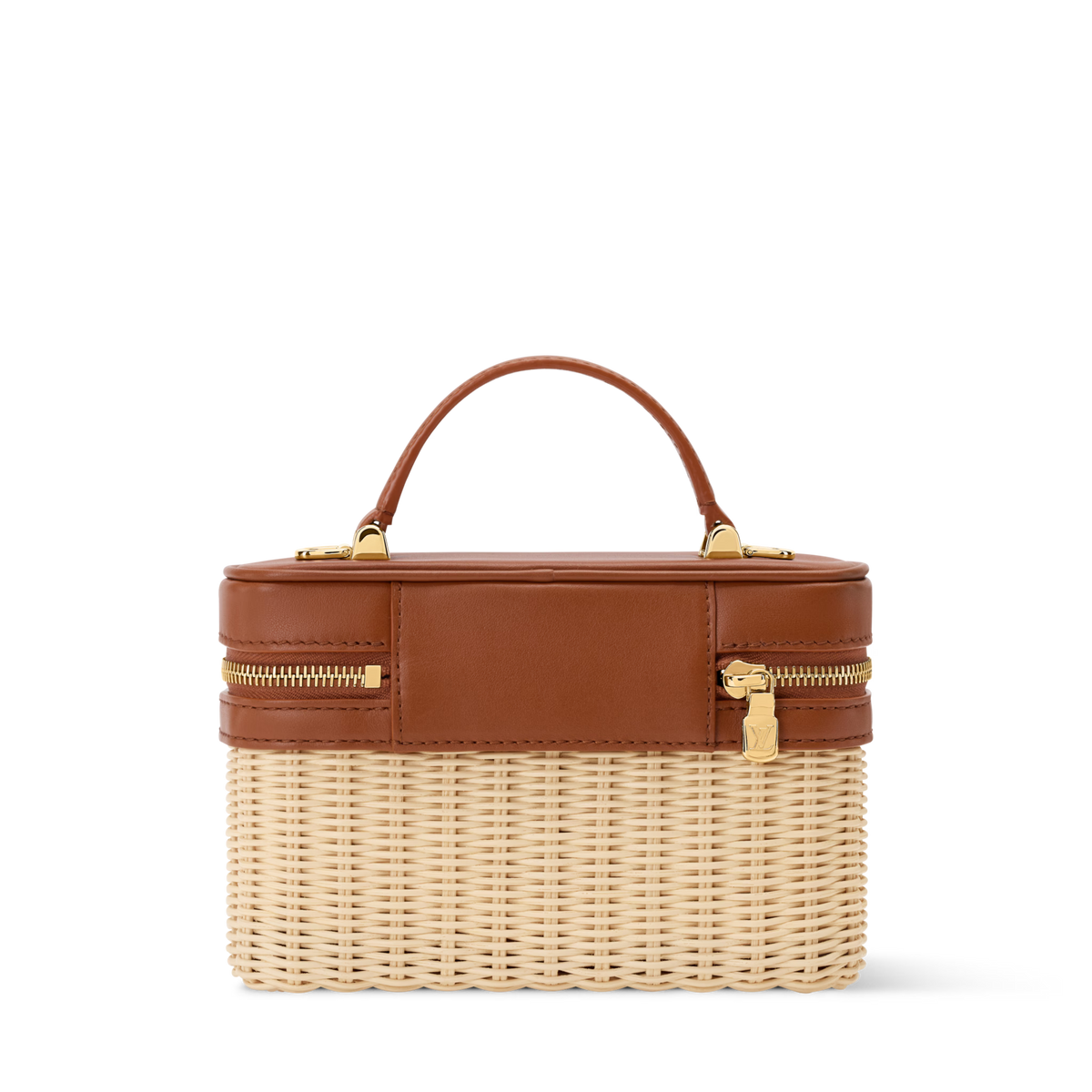 Vanity Chain Pouch Rattan Leather Brown Chain Wallet