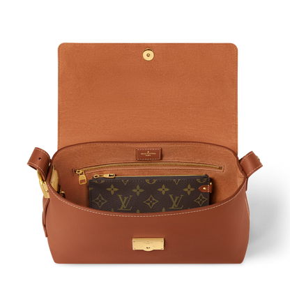 Low Key Messenger Cognac Calfskin Leather Flap Bag M13151