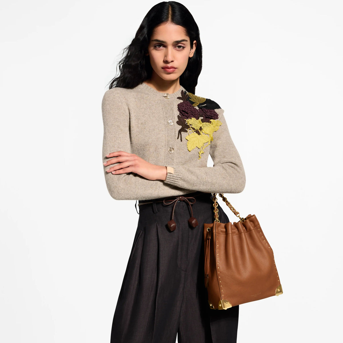 Noé Trunk Tan Calfskin Leather Bucket Bag M29131