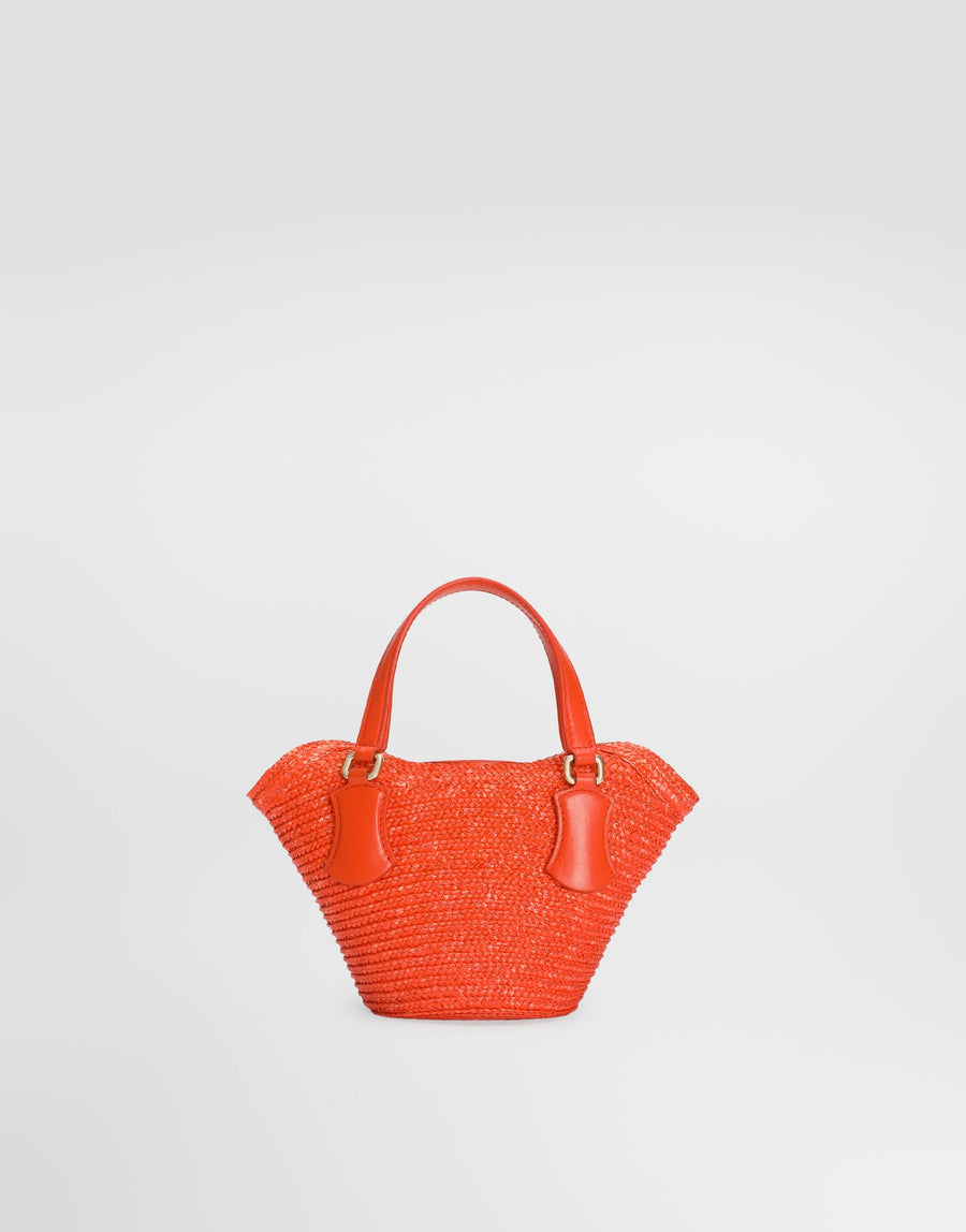 Coffa Capri Designer Shoulder Tote Raffia Multi-colored Gold-Toned Hardware