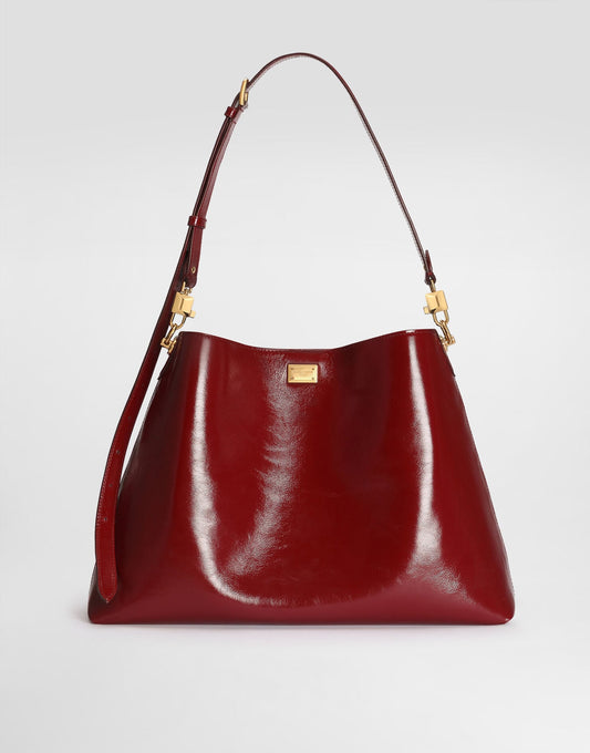Large Vittoria Shoulder Luxury Handbag Calfskin Red Vintage Brass Hardware