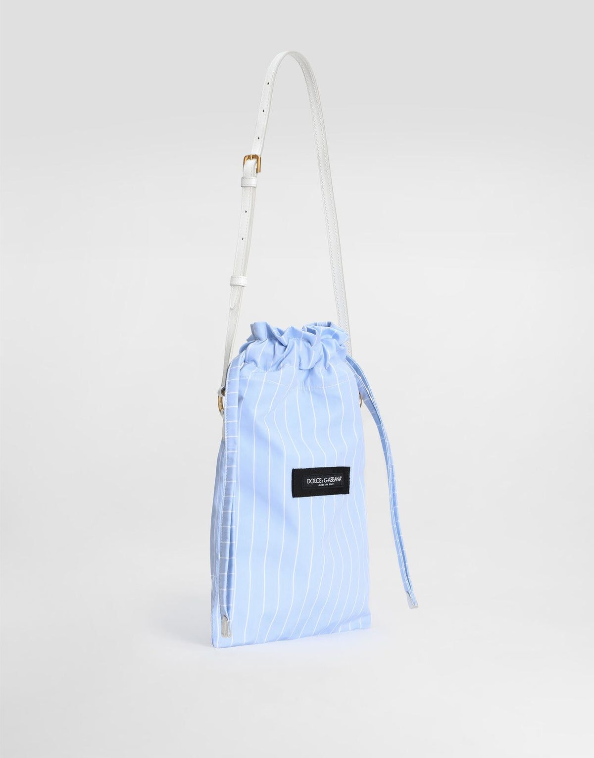 Essenza Luxury Handbag Striped Poplin Blue Vintage Brass Hardware