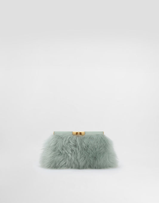 Marlene Shoulder Luxury Handbag Shearling and Calfskin Multicolor Vintage Brass Hardware
