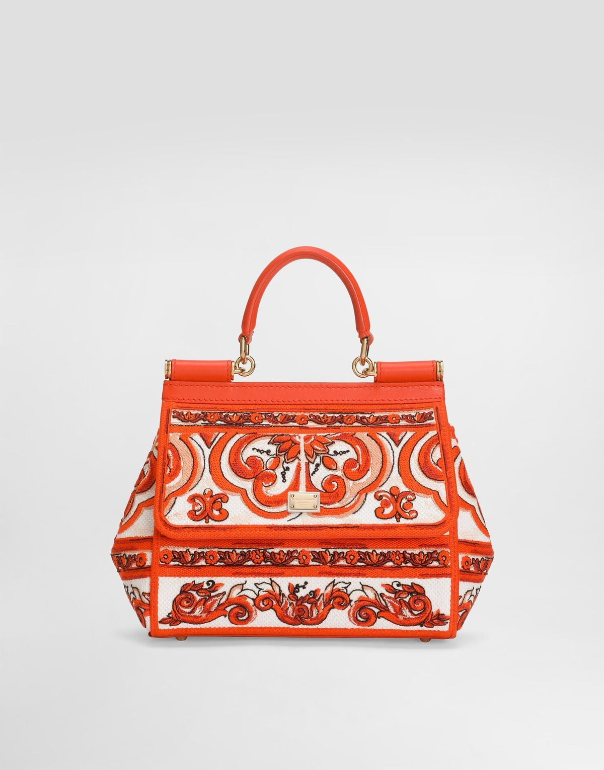 Small Sicily Handbag Leather Orange Gold-Toned Hardware