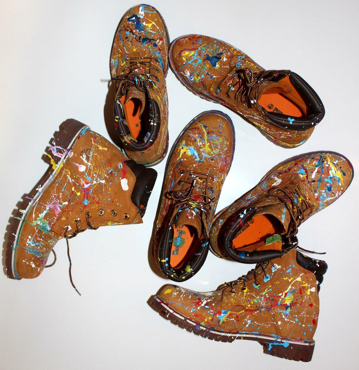Custom painted Timberland Boots Color Splash Art Style Funky *UNIKAT*