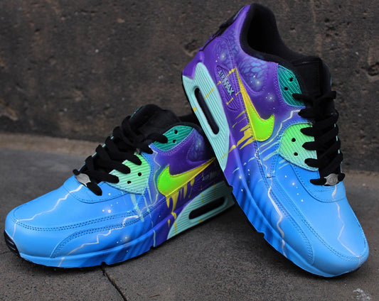 Custom Airbrush Nike Air Max 90 Sneaker Blue Purple Galaxy Style "UNIKAT" Shoes