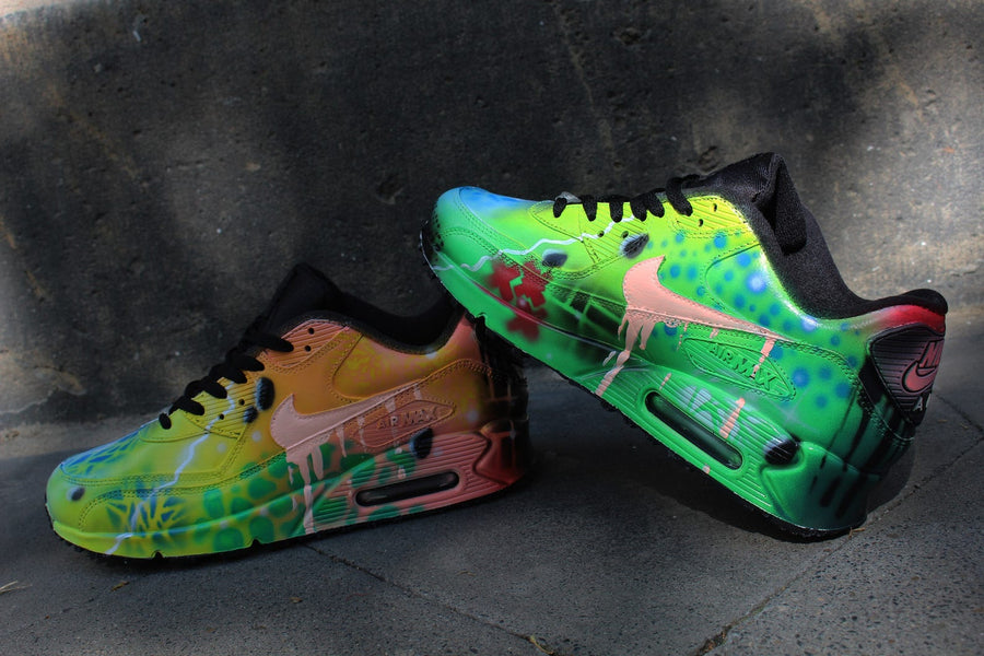 Custom Airbrush Painted Nike Air Max 90 Crazy Funky Colors *UNIKAT* ART