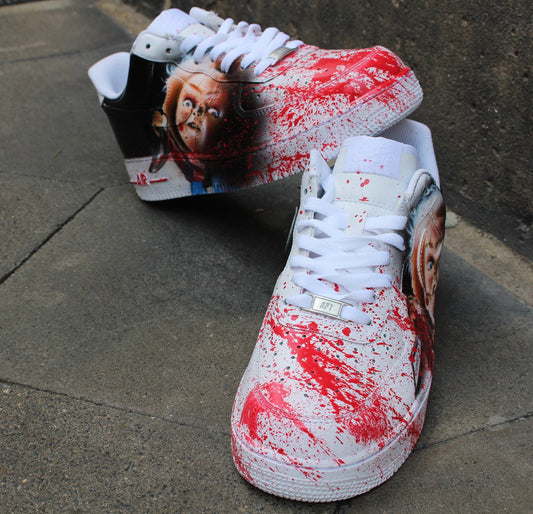 Custom Nike Air Force One CHUCKY handpainted Sneaker Horror Shoes