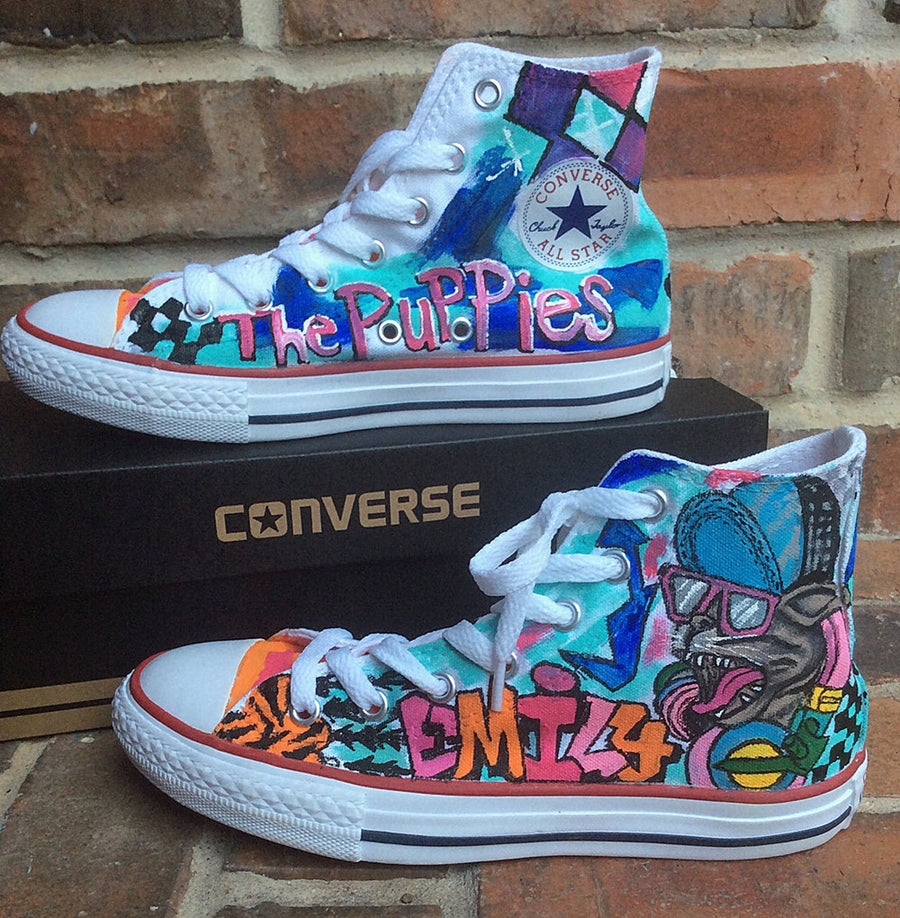 Custom Graffiti Art Converse, Hand-Painted High Tops, Dance Sneakers
