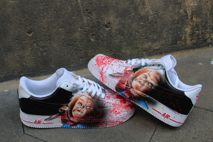 Custom Nike Air Force One CHUCKY handpainted Sneaker Horror Shoes