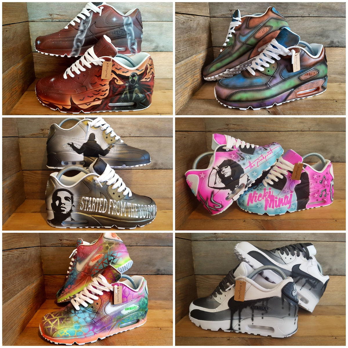 Custom Painted Air Max 90/Sneakers/Shoes/Kicks/Premium/Personalised/Purple Brick Art
