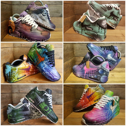 Custom Painted Air Max 90/Sneakers/Shoes/Kicks/Premium/Personalised/Black Cartoon