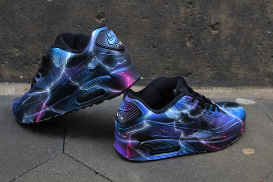 Custom Airbrush Nike Air Max 90 "Thunderstorm" Design Sneaker Art