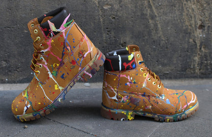 Custom painted Timberland Boots Color Splash Art Style Funky *UNIKAT*