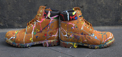 Custom painted Timberland Boots Color Splash Art Style Funky *UNIKAT*