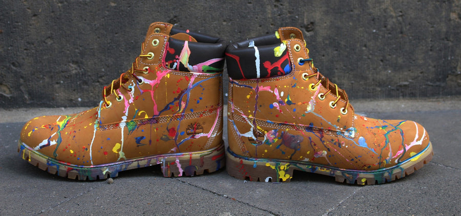 Custom painted Timberland Boots Color Splash Art Style Funky *UNIKAT*