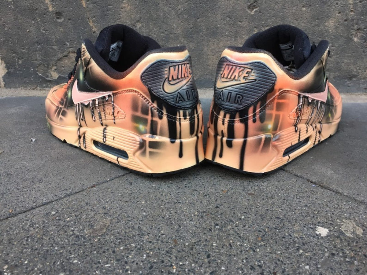 Custom Nike Air Max 90 Peach Orange Abstract Style Painted Sneaker