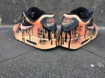 Custom Nike Air Max 90 Peach Orange Abstract Style Painted Sneaker