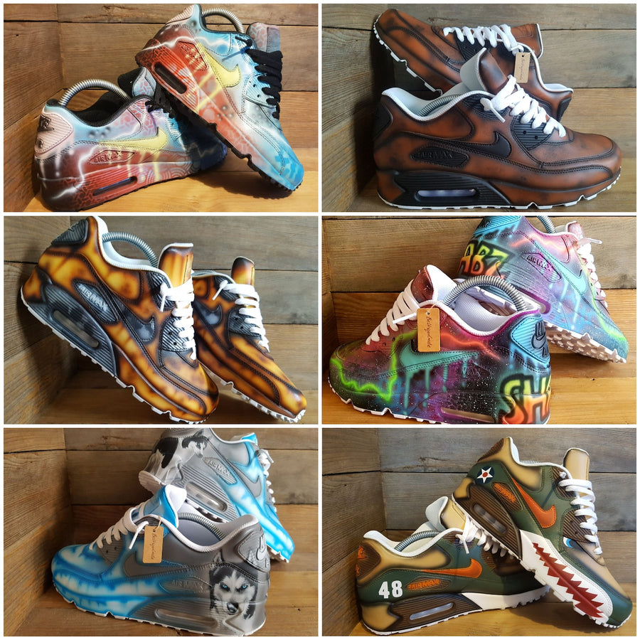 Custom Painted Air Max 90/Sneakers/Shoes/Kicks/Premium/Personalised/S Island (Green/Yellow/Black)