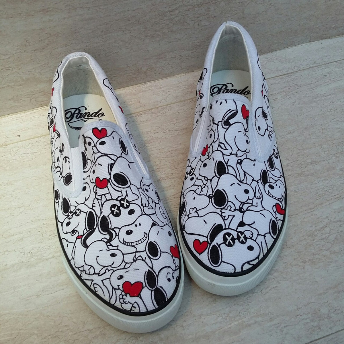 Hand-Painted Cartoon Dog Vans Slip-Ons: Custom Doodle Shoes