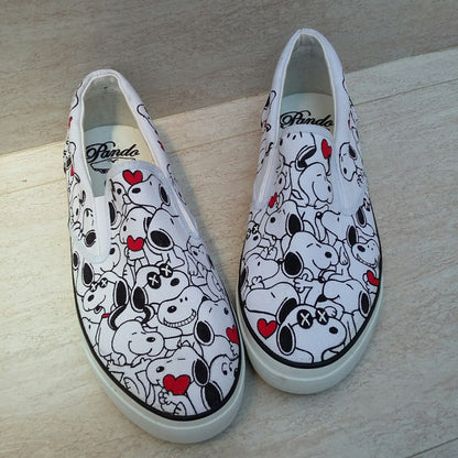 Hand-Painted Cartoon Dog Vans Slip-Ons: Custom Doodle Shoes