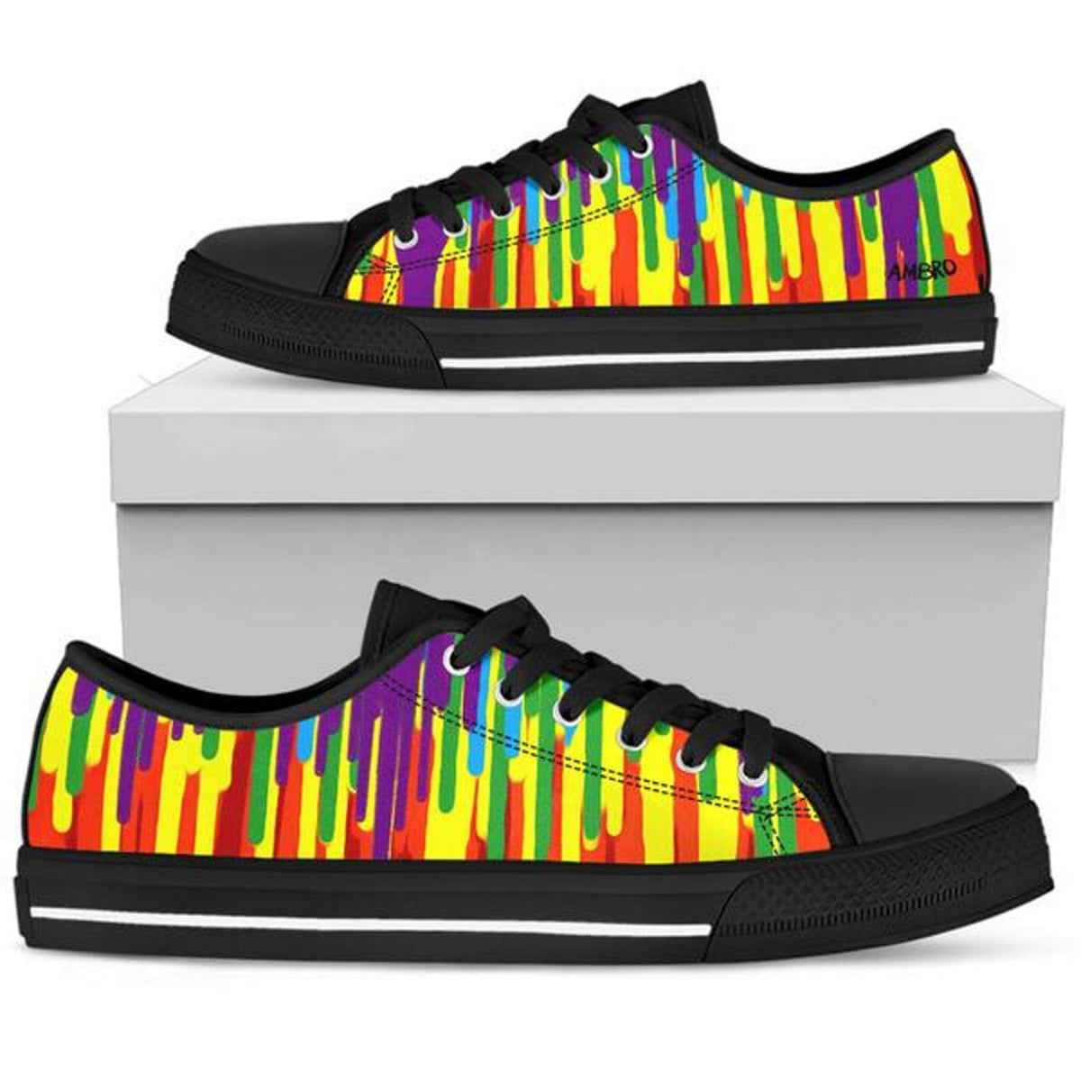 Colorful Drip Art Custom Sneakers – Paint Splatter Shoes For Women – Abstract Womens Sneakers – Artsy Running Shoes