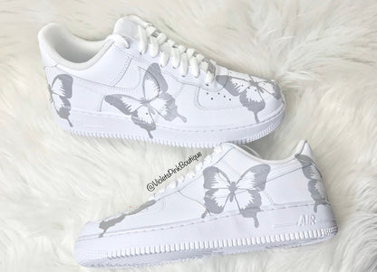 Custom Nike Air Force 1 Reflective Butterflies Women's White Custom Sneakers Butterfly Shoes Nike