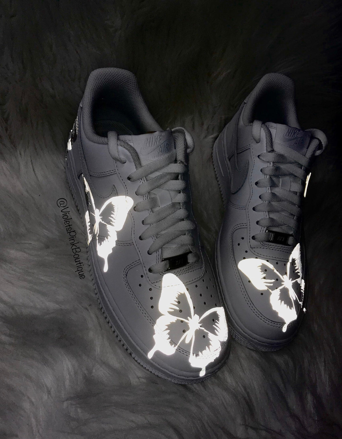 Custom Nike Air Force 1 Reflective Butterflies Women's White Custom Sneakers Butterfly Shoes Nike