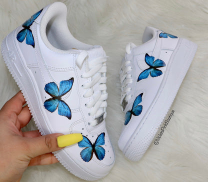 Nike Custom Women's Shoes Butterfly Nike Air Force One Blue Butterflies Women's Custom Butterfly Sneakers
