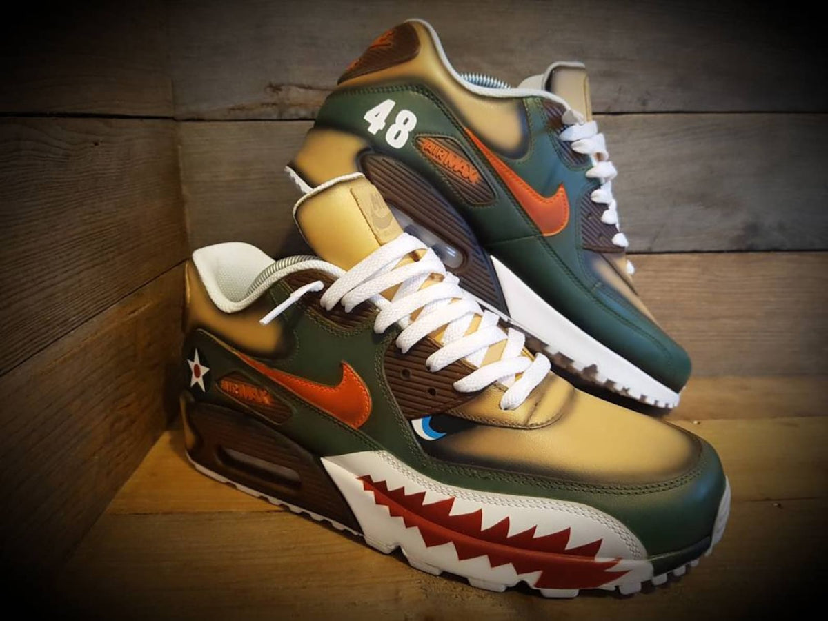 Custom Painted Air Max 90/Sneakers/Shoes/Kicks/Premium/Personalised/Warhawk/Sharks Teeth