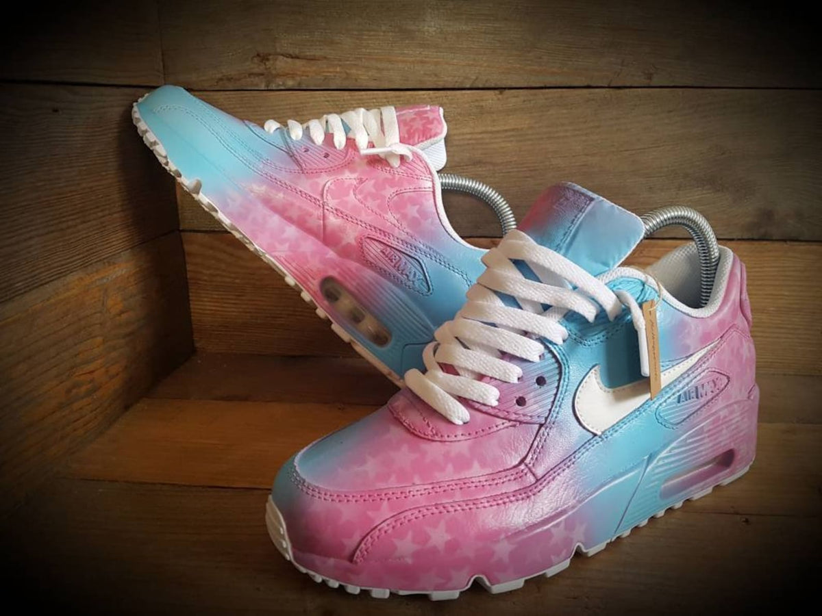 Custom Painted Air Max 90/Sneakers/Shoes/Kicks/Premium/Personalised/Pink Blended Stars