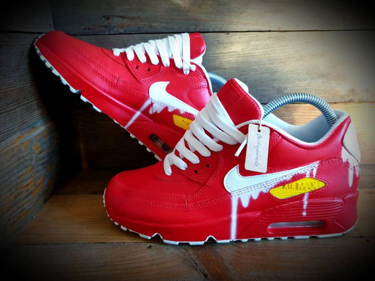 Custom Painted Air Max 90/Sneakers/Shoes/Kicks/Premium/Personalised/The Red One