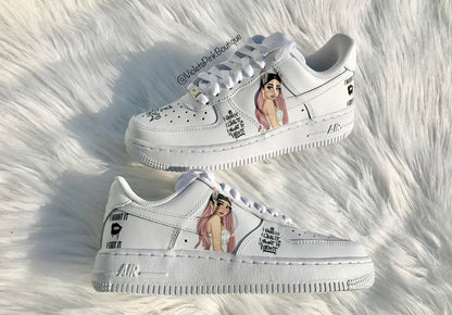 Custom Nike Air Force 1s Ariana Grande Women's Custom All White Sneakers