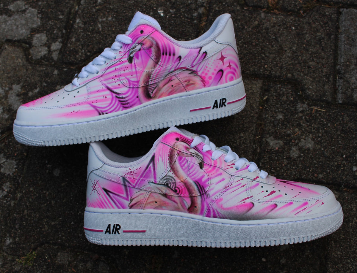 Custom Nike Air Force 1 “Pink Flamingo” Street Art Graffiti Style Sneaker Art