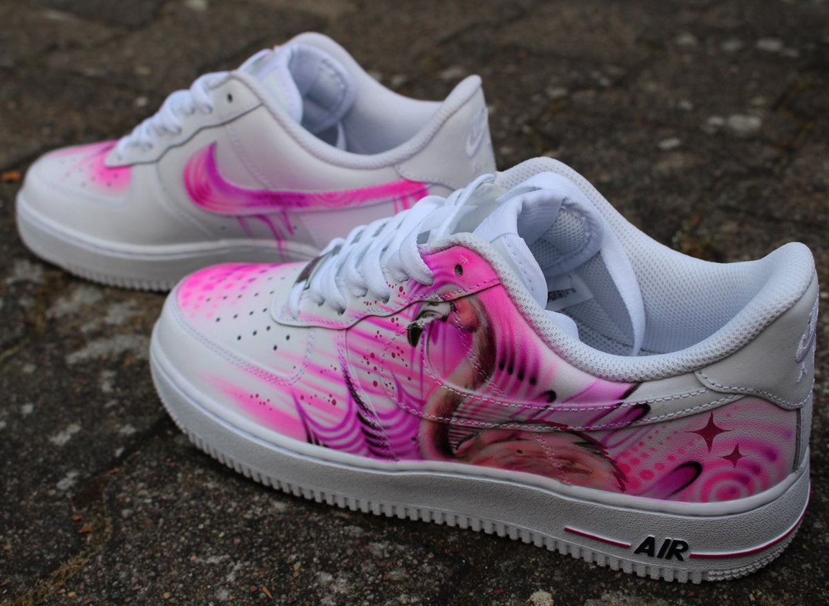Custom Nike Air Force 1 “Pink Flamingo” Street Art Graffiti Style Sneaker Art